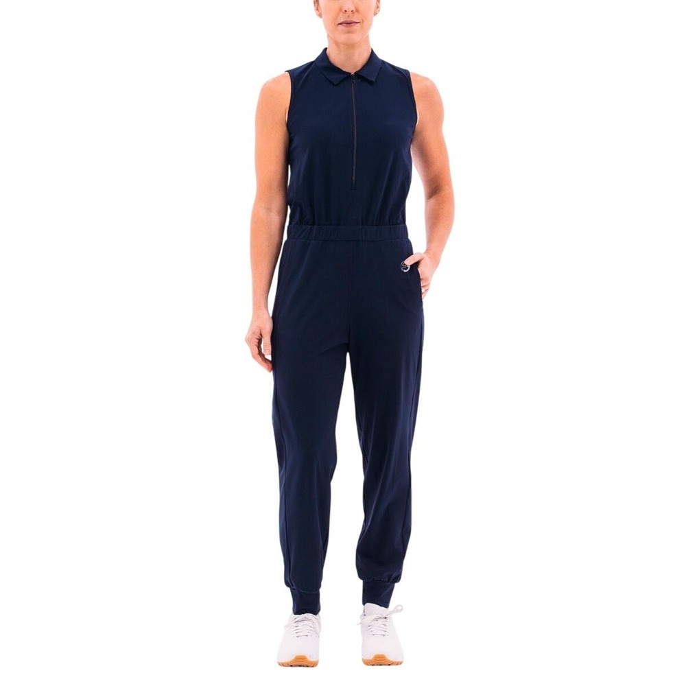 FORAY Golf Women's Navy Sleeveless Zip Front Golf Jumpsuit Size Large L